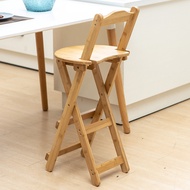 ST-🚤Bar Stool Household Solid Wood Bar Chair Backrest Chair Folding a High Stool Modern Simple High Chair Bar Chair Bar