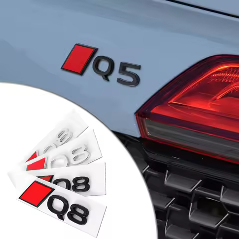 3D Black Red Sliver Red Car Rear Emblem Badge Sticker Valve Cap For Audi RS3 B8 B5 8P 8V Q3 Q5 Q7 Q8