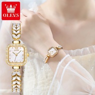 OLEVS watch for women original waterproof elegant luxury fritillaria small square dial mermaid strap quartz ladies watch