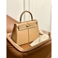 Kelly 25 padded CK37 Gold Brown/Silver Buckle/Swift Leather Kelly Bag Handbag Bag