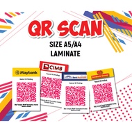 QR SCAN BANK SAIZ A5/A4 LAMINATE/MAYBANK/CIMB/AMBANK/BANK ISLAM