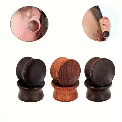 2pcs Natural Wood Ear Gauges Plugs And Tunnels Double Flared Concave Ear Expander Piercing Body Jewe