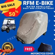 RFM E-BIKE WITH BACK PASSENGER SEAT COVER HIGH QUALITY WATER REPELLANT AND DUST PROOF BUILT IN BAG