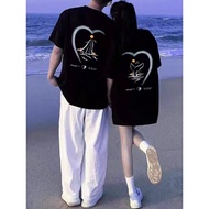 COD 2026 Romantic Sea Heart Design Couple T-Shirt, Short, Wide, Premium Cotton, Unisex COD R5EE