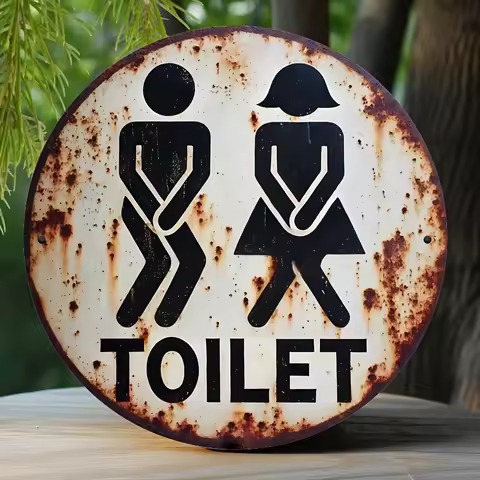 Vintage Metal Toilet Sign Wall आर्ट - Rustic Style Aluminum Bathroom Decoration，With male and female