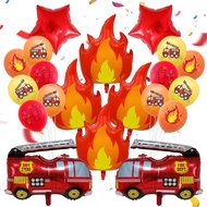 Pack Of 20 Fire Brigade Birthday Decoration, Fire Brigade Balloons, Flame Balloons And Fire Engine B