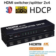 HDMI 2 In 4 Out 4K*2K 3D 1080p HDMI Splitter 2x4 HD HDMI Switch Switcher 4Kx2K High Definition Video