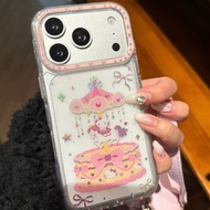 Back Cover For IPhone 17 16 15 14 13 Pro Max Case Glitter Pink Carousel Hello Kitty Cat Hard PC Shoc