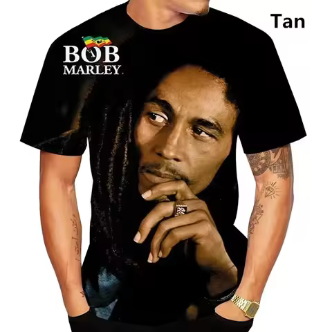 2026 Summer Fashion Trend Men T-Shirt, AI Pattern Bob Marley Reggae Hip Hop 3D Printed Casual Short 