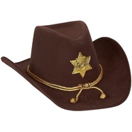 Novelty Felt Cowboy Sheriff's Hat - Fun Party Outfit Costume with Gold Braid for Halloween, Office P