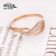 Free Shipping Finger Ring 欧诗芙洛正品纯14K金俄罗斯Au585紫金戒指女彩金玫瑰金设计感海浪 Cincin