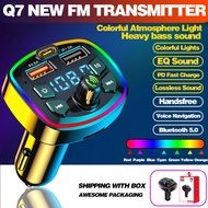 Bluetooth 5.0 Car Charger Fm Transmitter Support Hands-Free Call Mp3 / Dual Usb Qc 3.0+Pd Type C Fast Charger