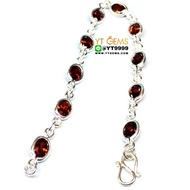 สร้อยข้อมือโกเมน สร้อยข้อมือเงินแท้ พลอยโกเมน (cz) YTG-9043
