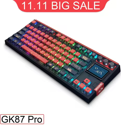 SKYLOONG GK87 Pro Wireless Mechanical Keyboard with 3.0 Screen 3 Knobs Full-Key Hot-Swappable RGB Ba