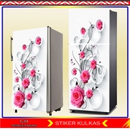 1 Door &amp; 2 Door Refrigerator Stickers With Beautiful Floral Motifs