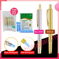 【Free 50's cotton swab】Pen Bekam Silver / Pure Copper Gold color + 28 G Kotak Jarum Bekam / Alat Bek