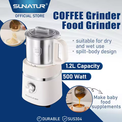 SUNATUR 1.2L Wet Dry Grinder electric coffee grinder Commercial Multifunctional Food processor coffe