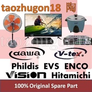 Original Dawa Enco Vision V-tex Phildis EVS Hitamichi Spare Part | Amplifier Transformer TV PCB Air Cooler Fan Motor