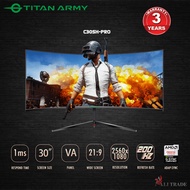 TITAN ARMY 30” Curved VA WFHD 200Hz 1ms 92%sRGB Adaptive Sync R1800 Ultrawide Gaming Monitor (C30SK-