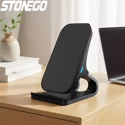 10W 75W 5W Qi Wireless Fast Charging Pad with 2 Coils Case Friendly Anti Slip Rubber USB C Input Pho