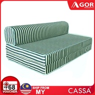 Thick Foam Mattress / 2 Seater Sofa Bed 4 In 1 (Green Stripe) Mimo Foldable Quee