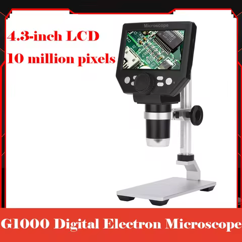 G1000 1000x 2.0MP USB Digital Microscope Electronic 4.3" Large Base LCD Display 8MP 1-1000X Continuo