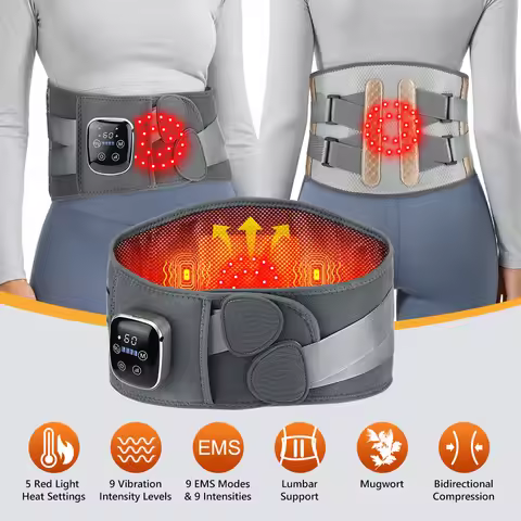 Muscle EMS Vibration Relaxation Belt Cordless EMS Heating Waist Support Massage Belt with 5 Heated 9