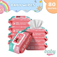 BabyZoom Baby Wipes Unscented 80 Sheets 1Pack Wet Wipes for Baby Baby Skin Care New born Wipe for Ki