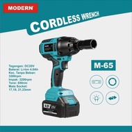 Modern M-65 Mesin Bor Impact Wrench Cordless Pembuka Baut Baterai M65 Pasti Ori