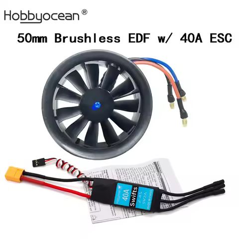 Hobbyocean 40A ESC 50mm EDF Duct Fan 4900KV 4300KV 11 Propeller Brushless Motor Rc Jet Airplane EDF 