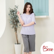 B'me Short-Sleeved Round Neck Shirt Set With 4-Inch Pants Model ME8819 There Are 3 Colors. Blue Purp