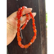 Natural red agate necklace in cylindrical shape, 8.8 to 16.5 mm wide, 5.5 - 11.5 mm long, 44 + 5 cm 