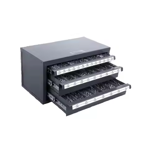 SucceBuy Steel Drill Dispenser Organizer Cabinet Storage Drill Bit Dispenser Cabinet Three-Drawer Dr