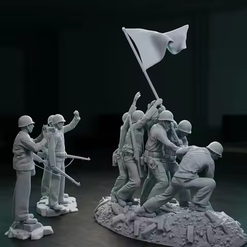 Victory battle photo The Battle of Iwo Jima 9Pcs 1/35 1/32 Military Soldier Resin Model Unpainted