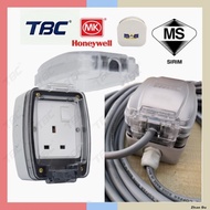 TBC WaterProof Switch Socket 13A Set - Sirim - C/W 3 Core Cable & MK Plug Top ( 5-10-20-40 METER )