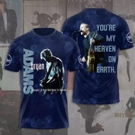 Men T Shirt New Rock Band Bryan Adams 2025 Tour Roll 3D Print T-shirt Men Women Fashion Casual Short