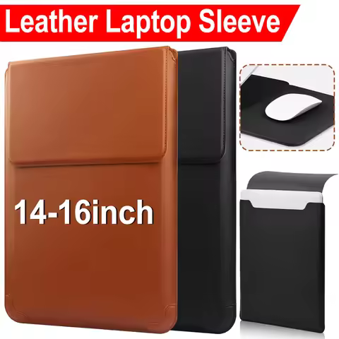 14/16 Inch Laptop Sleeve Case PU Leather Bag for MacBook Air 15 2023-2025/MacBook Pro 16 Waterproof 