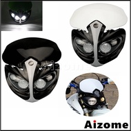 AI 12V Universal Dual Sport Motorcycle Headlight Fairing 3*LED Enduro Dirt Bike Motocross Headlamp F