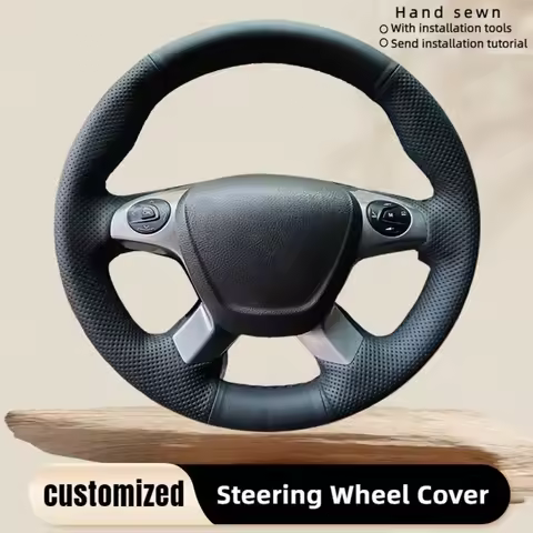 Car Steering Wheel Cover Hand Sewn Breathable Leather For Ford Transit Connect Tourneo Custom Grand 