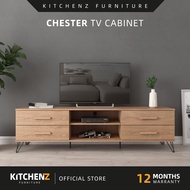 KitchenZ Chester Series 6Ft Tv Cabinet Tv Console Rak Tv Kabinet Tv Almari Tv Metal Leg - C2200-OAK