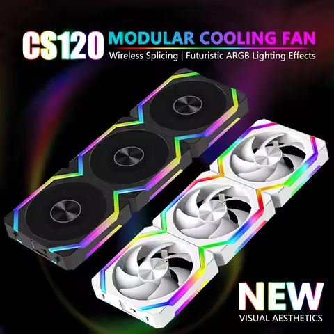 JUMPEAK CS120 ARGB Cooling Fan 360mm Modular Stackable Splicing PWM Silent 120mm RGB Fans Kit For Ga
