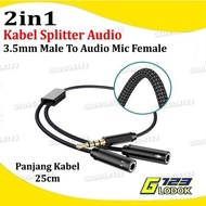 Splitter Cable 3.5mm TRRS Male to TRS Mic Audio for Smartphone G1345