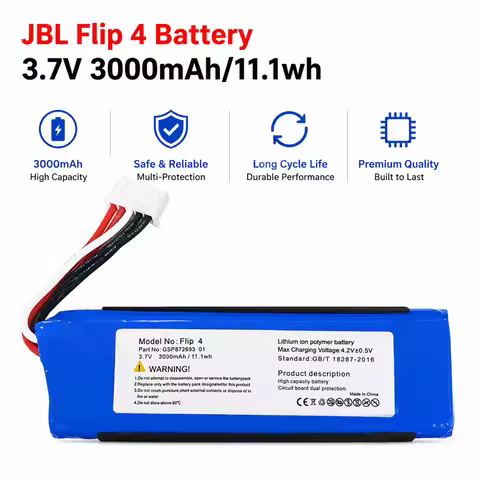 Apply To JBL Flip 4 3000mAh Bluetooth Audio Battery GSP872693 01 Rechargeable Battery for Bluetooth 