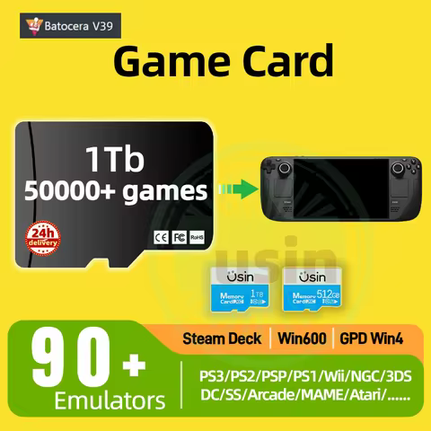 Game TF Card For Steam Deck OLED Pre-install Batocera Plug&play Retro Games PS2 PSP PS1 Memory Windo