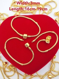 [VJ]Cop916🔥Plain Bracelet Charms/Beads 999.9 Gold Plated [Rantai Tangan Charm]