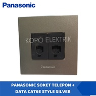 Panasonic Cat6e Style Silver Telephone Socket + Data Socket