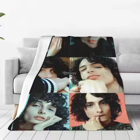 Finn Wolfhard Blanket Cute Star Actor Flannel Vintage Soft Throw Blanket for Bedspread Spring/Autumn