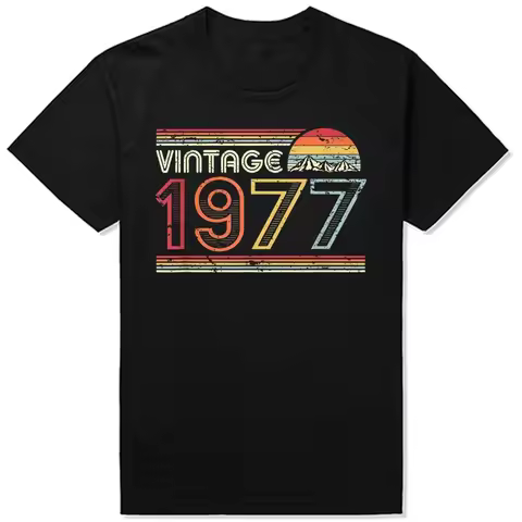 Fashion 47th 47 Years Old Birthday Party Tshirt Male Top Vintage 1977 Limited Edition Black T Shirts
