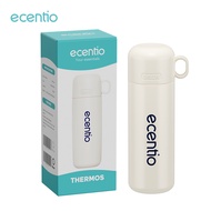 ecentio 304 cangkir termos Kartun stainless steel 500ml bubuk silika gel/hijau+sabuk isolasi kartun