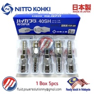 "Genuine" Nitto Kohki Hi Cupla 40SH Socket Hose Barb 1/2",1 Box 5pcs , Hi Coupler , Quick Coupler , 